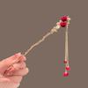 Retro Roter Haarstab Chinesischer Stil Hanfu Quaste Frauen Blumen Essstäbchen Legierung Haarnadel Frau Schmuck Haarspange Accessoires
