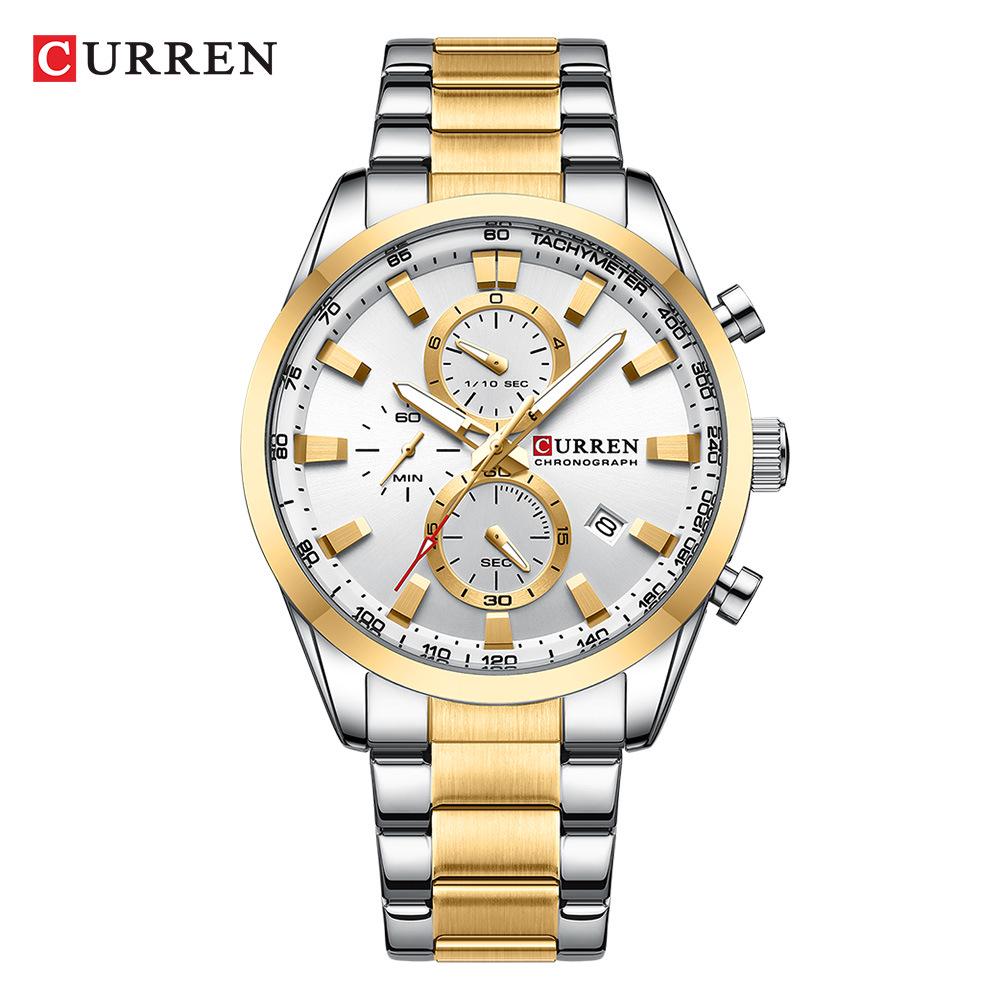 

CURREN 8445 Men s Multifunctional Waterproof Wristwatch with Calendar - Six-Hand Business Watch
