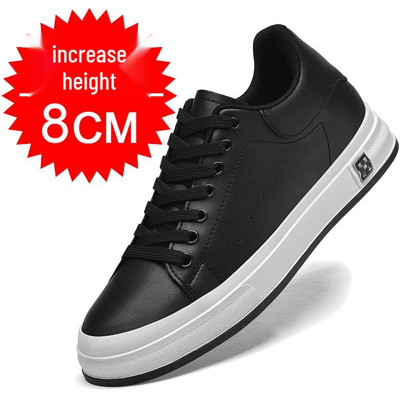 

Осенние белые мужские кроссовки со скрытой платформой 8 см, дышащие, на шнуровке, для повседневной носки 37