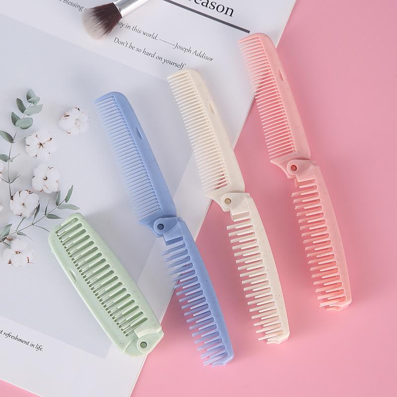 Portable Dual-Use Folding Comb: Fine & Wide Teeth for Women’s Straight Hair, Large Size for Travel and Home Hairdressing.