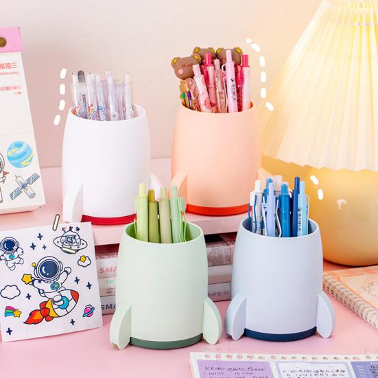 Raketenförmiger Stiftehalter für Kinder Weltraum-Themen Schreibtisch-Organizer für Stifte Bleistifte Und Make-up-Pinsel Niedliches Schüler-Geschenk für den Schulanfang