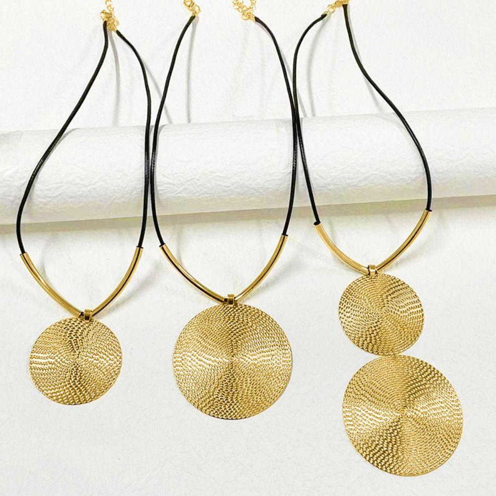 Rope Chain Vintage Pendant Necklace Large Round Necklace Jewelry  Holiday Party Gift