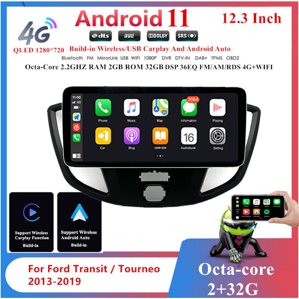 12.3'' Android Stereo Radio GPS For Ford Transit Tourneo Custom 2013-19 Carplay