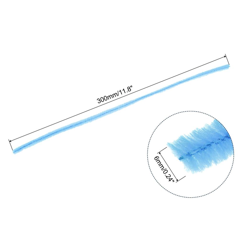 uxcell 100-Pack Chenille Pipe Cleaner Stems, 30cm, Light Blue, for DIY Art, Creative Craft Decoration