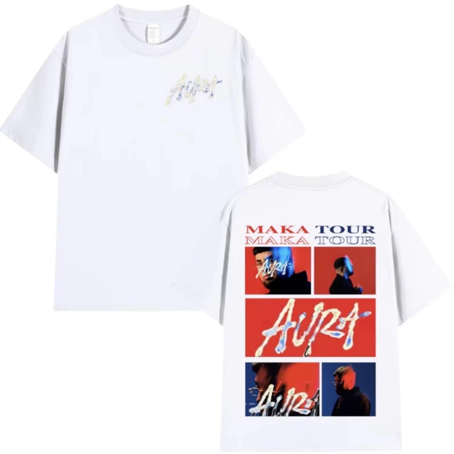 

Rapper Maka Aura 2025 Tour Merch T Shirts Men Women Fashion Hip Hop T-shirt Summer Casual Cotton Short Sleeve T Shirt Streetwear XXXXXL чорний