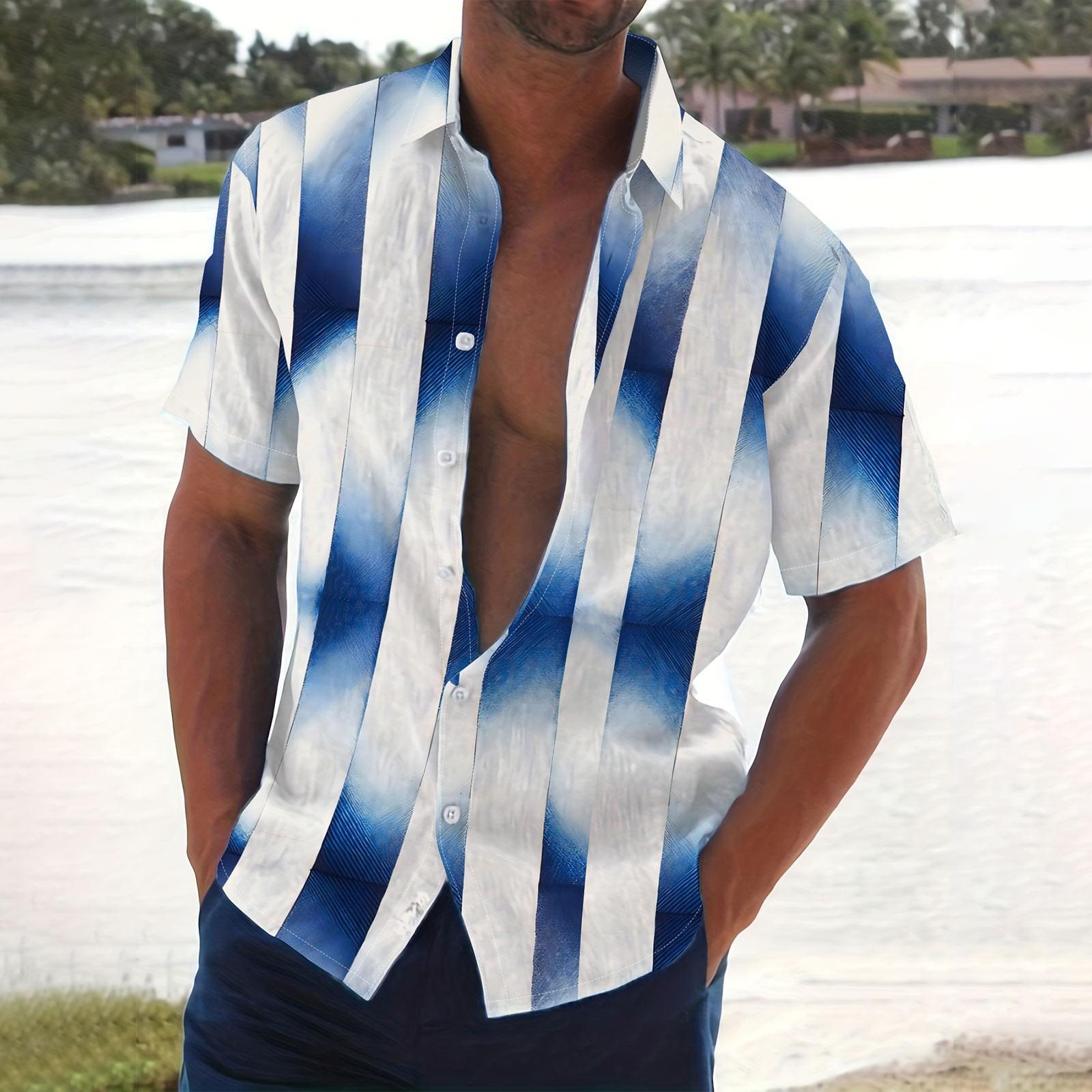 Мужская летняя новая свободная рубашка с коротким рукавом с принтом — фото 11