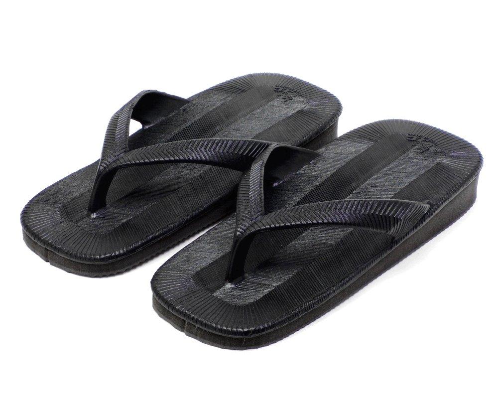 Shigi Injection Upper Geta Made In Black Men's Water-Resistant Sandals, Japan,