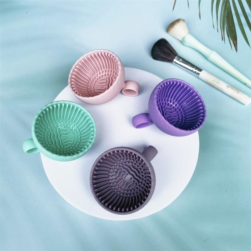 1Pcs Premium Silicone Scrubber & Non-Slip Bowl Quick Clean Makeup Brush Cleaning Bowl Effortless Deep Cleaning For All Facial