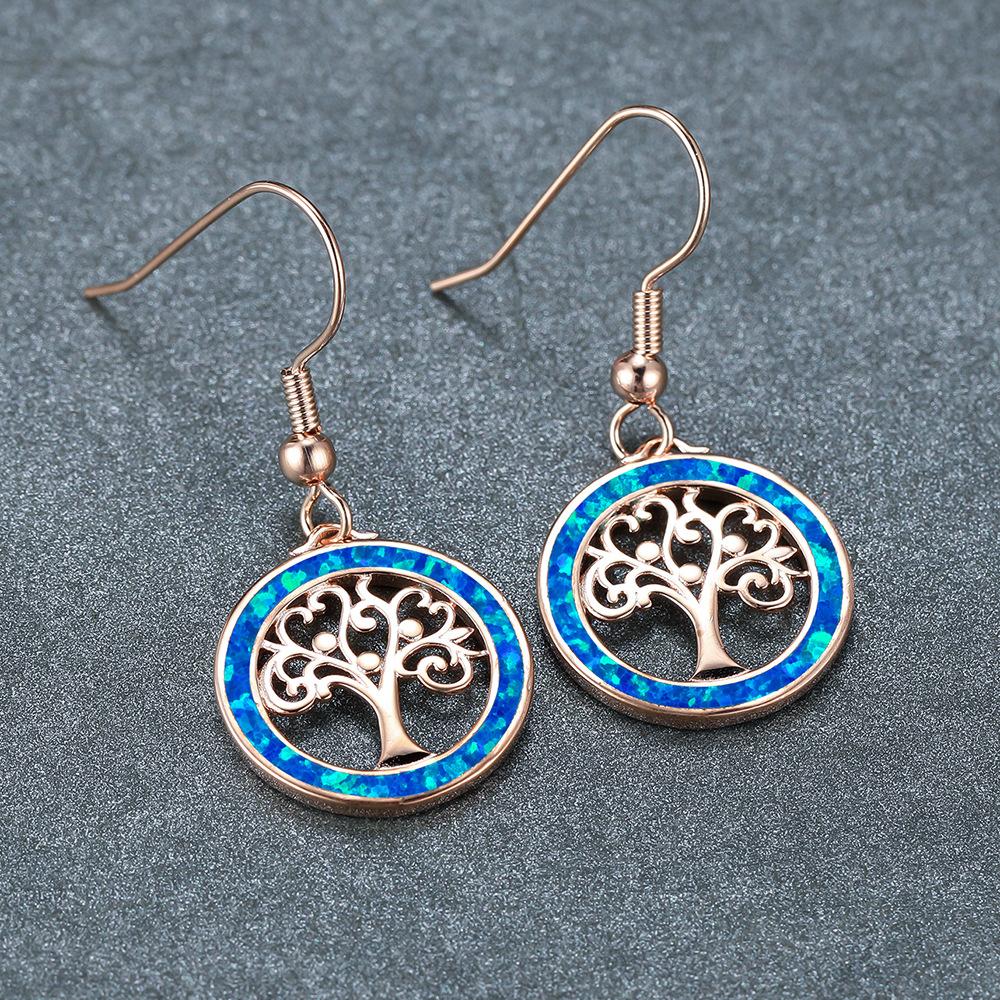 

Retro Art Life Tree Blue and White Earrings