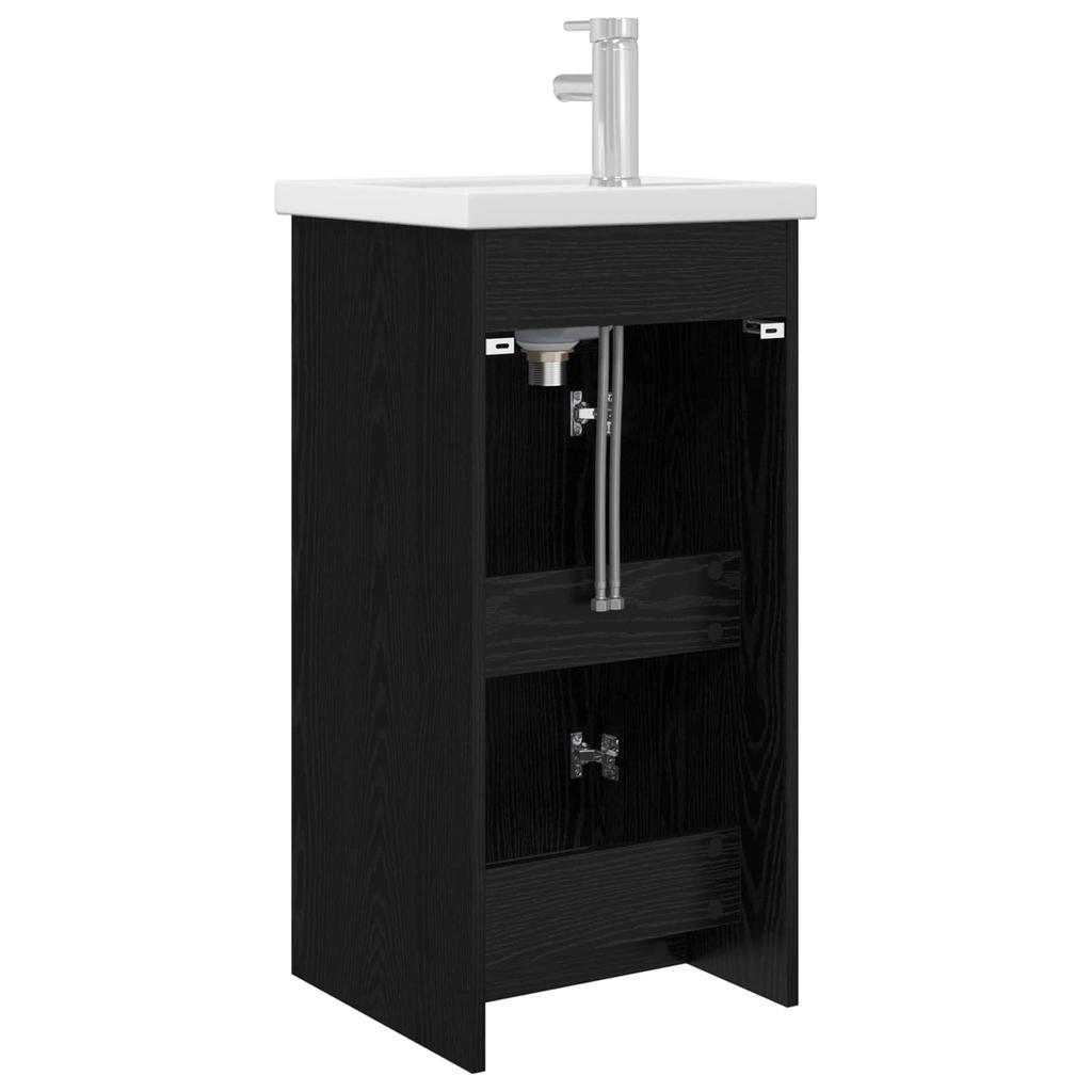 Bathroom Cabinet with Washbasin Black Oak