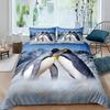 Penguin Duvet Cover Set Antarctic Animals Bedding Set For Kids Boys Girls Cartoon Style King Size Winter Theme Comforter Cover