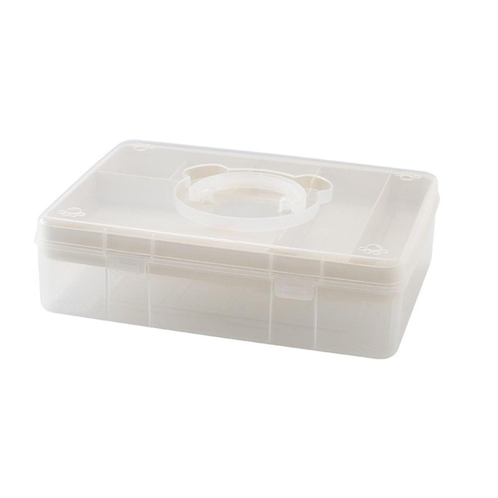 QYEYWJ Storage Case, Two-Tier Storage Box, Clear Case, Stationery Storage Case, Needle and Thread Storage, Desktop Storage Box, Multifunctional Small