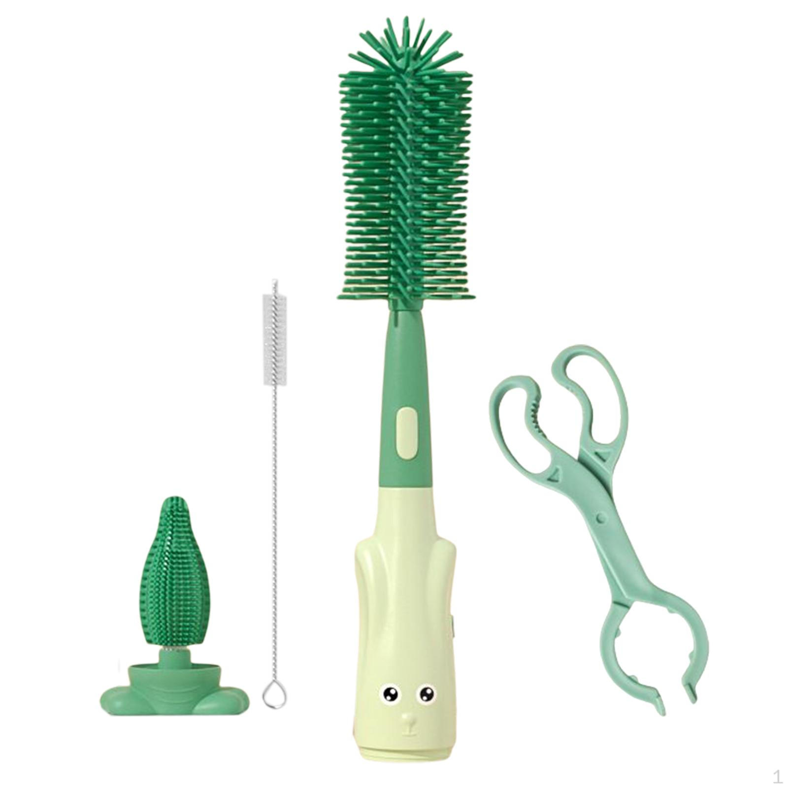 

4 Pieces Pacifier Bottle Brush, Glass Cup Cleaning Tools Silicone Scrubber for Green