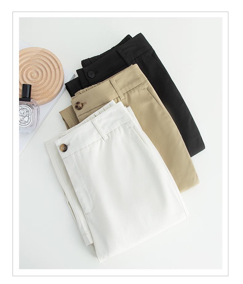 2025 Spring/Summer Women's High Waist Mugwort Tencel Cigarette Pants – Loose, Nine-Point Slit Casual Wear