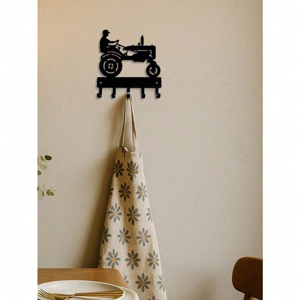 6" Rustic Wood Key Holder w/ 5 Hooks, Farmhouse Entryway Organizer & Gift