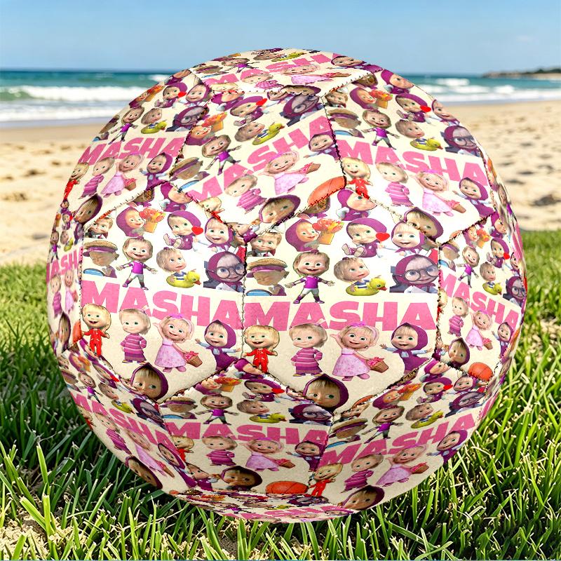 Masha and The Bear Print Size 5 Soccer Ball, PU Wear Resistant Football for Match Training and Daily Practice, Birthday Gift for Soccer Fans