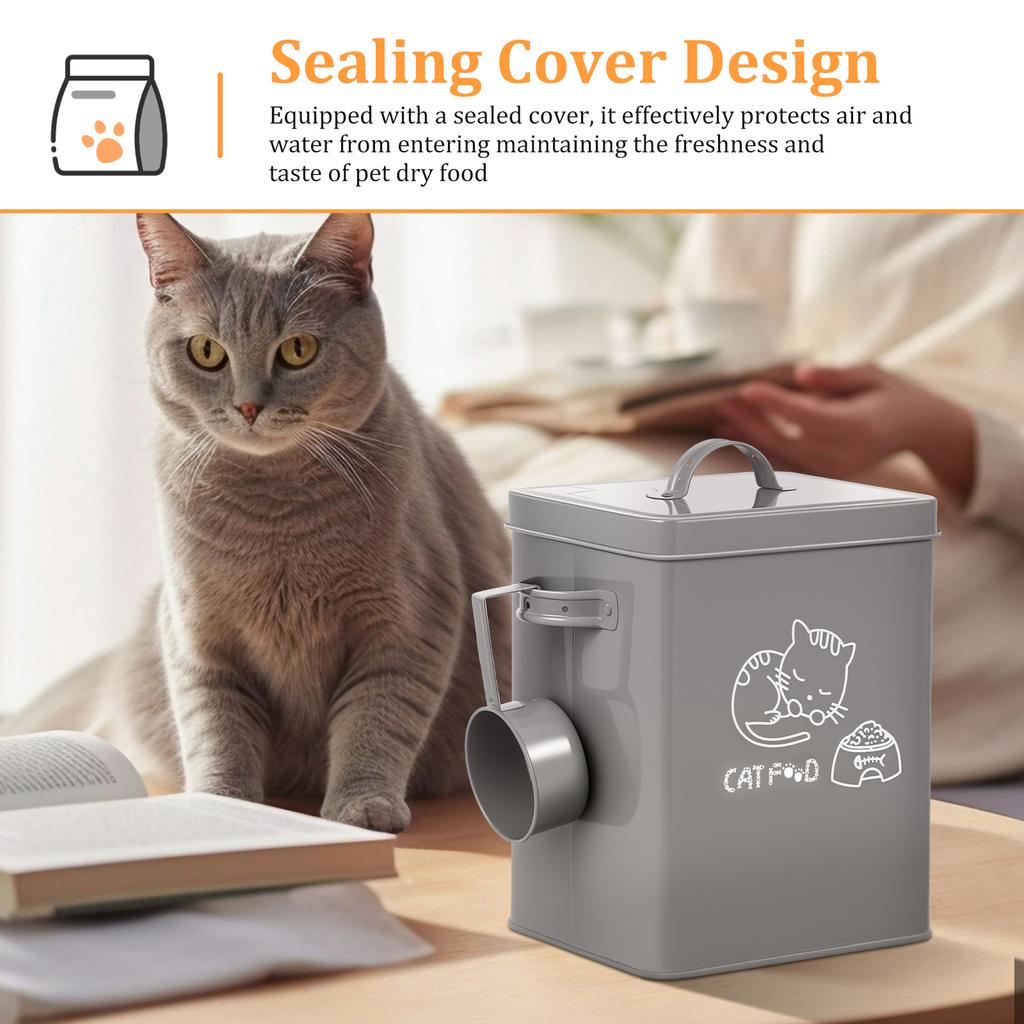 Pet Food Storage Box Metal Large Capacity Dog and Cat Food Storage Sealed Container With Lid and Spoon Dog Food Organizer Barrel