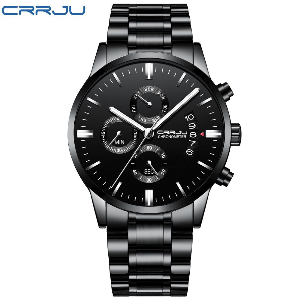 

Кварцевые часы из нержавеющей стали, водонепроницаемые часы, многофункциональные наручные часы с хронографом и датой серебряный