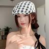 Autumn new Japanese retro plaid forward hat women's literary versatile anti-beret casual temperament cap