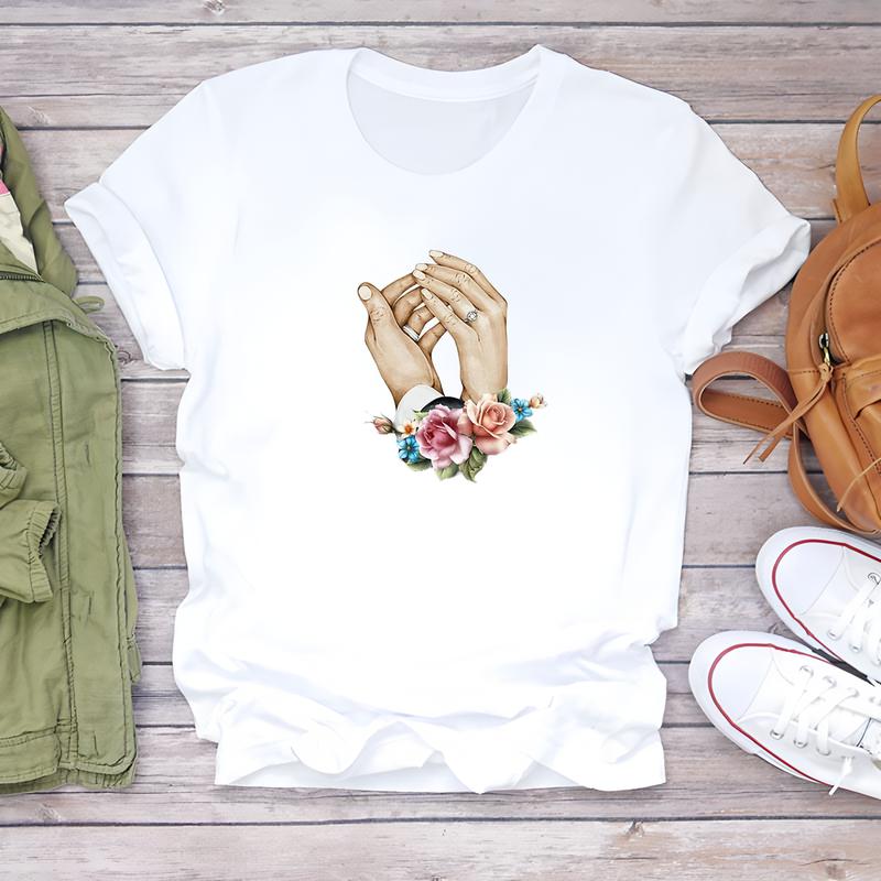 Women's Trendy T-shirt, Cute Printed Pattern, Short-sleeve Summer Daily Fashion Wear.