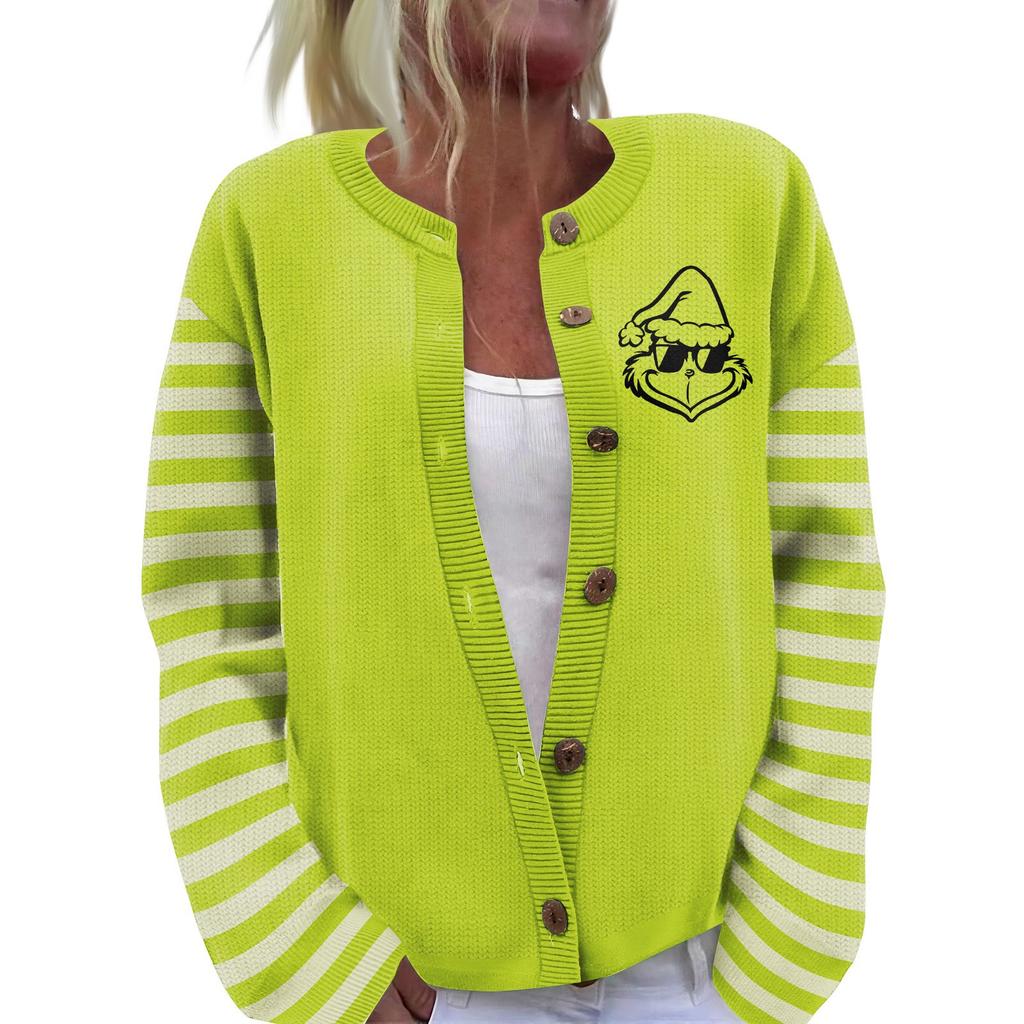 Women's Christmas Print Knitted Sweater Cardigan