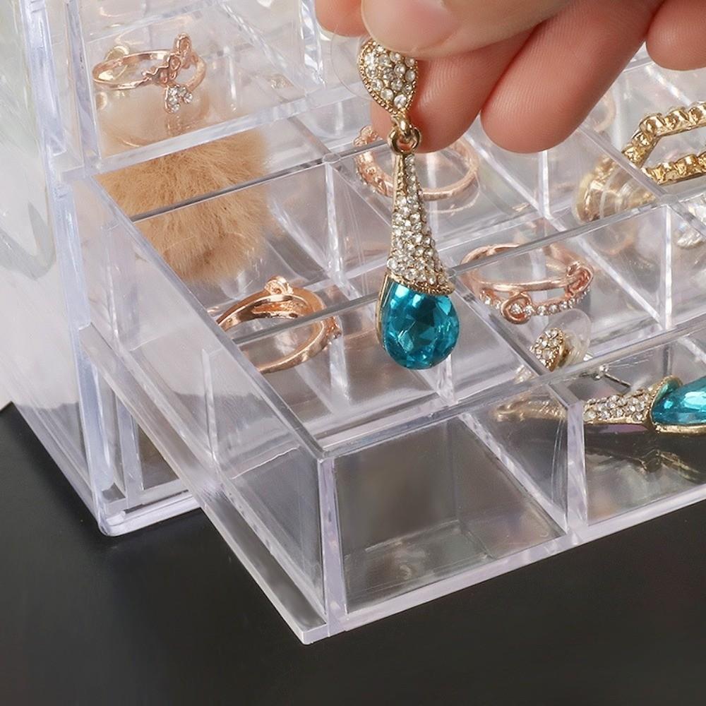120 Grids Jewelry Storage Box Drawer Style Jewelry Sorting Box Transparent Organizer Box  Vanity
