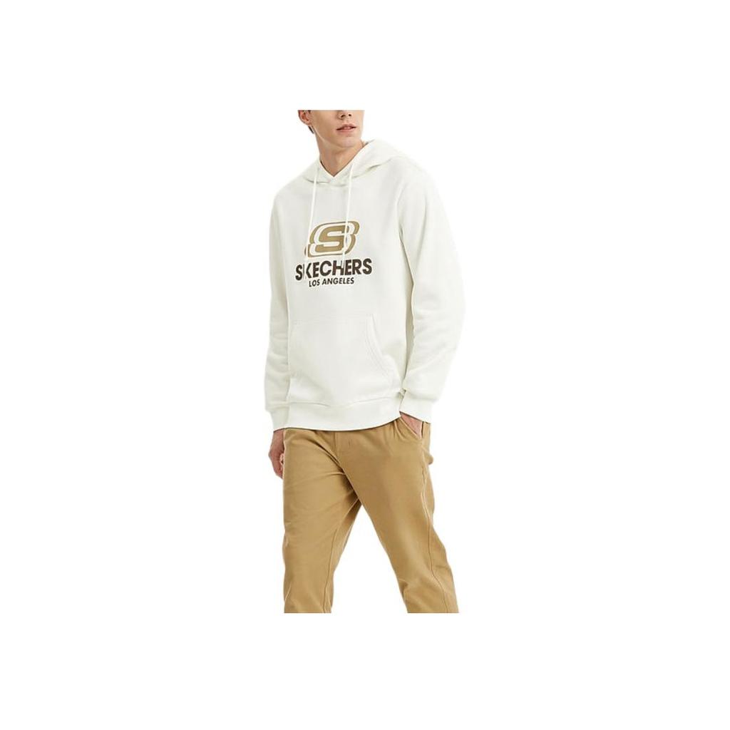Skechers Colorful Casual Series Fleece Lined Knitted Hoodie Unisex Hoodies Cotton-Candy-White L423U160-0074