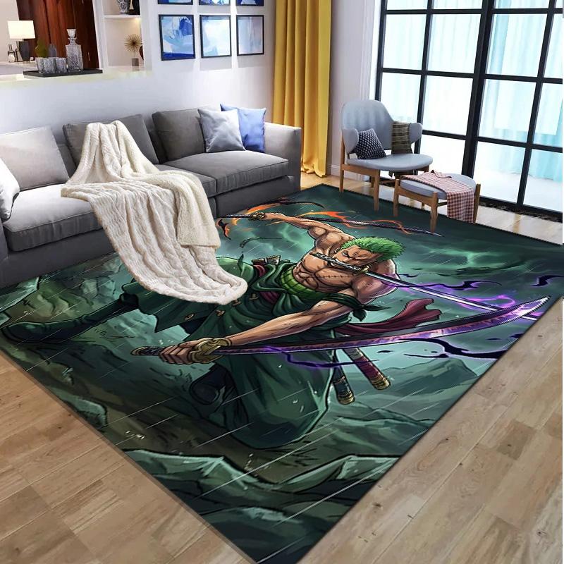 Roronoa Zoro Pattern Rug, Indoor/Outdoor Mat, for Picnic, Gameroom, Bedroom, Office, Living Room, Home Decor Carpet, Birthday Gift
