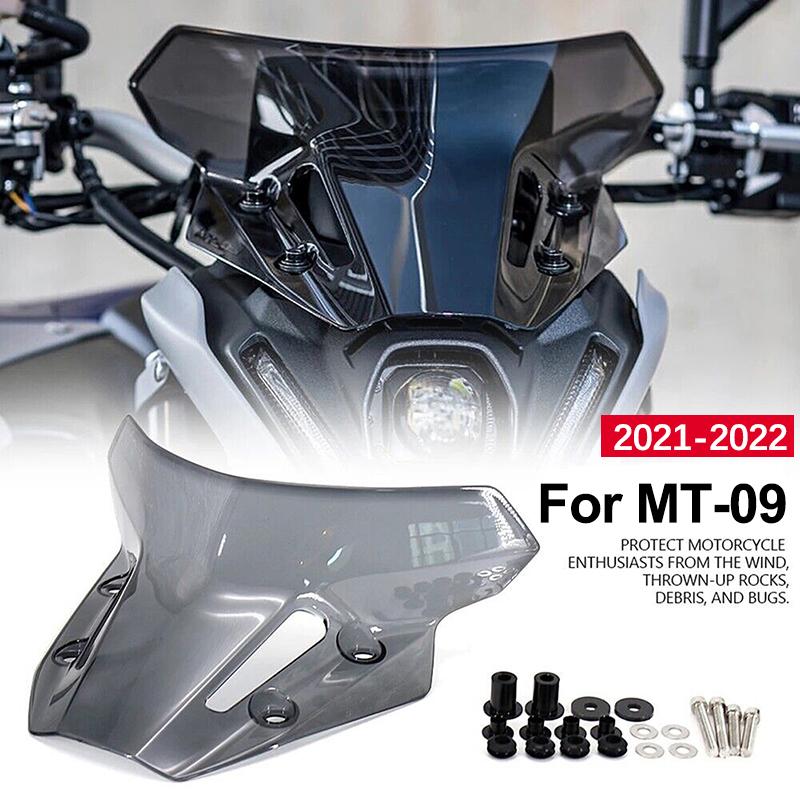 Sport Windscreen for Yamaha MT-09 Smoke Tinted ABS Motorbike Wind Deflector Protection Screen Cover with Mount Bracket for Highway Riding