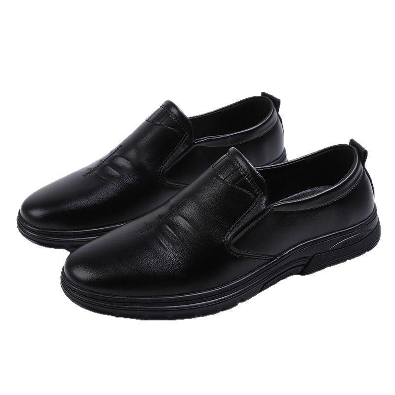 Men's Casual Leather Shoes Soft Sole Comfortable Wear-resistant Outsole Men's Shoes Retro Embossed Business Casual Leather Shoes