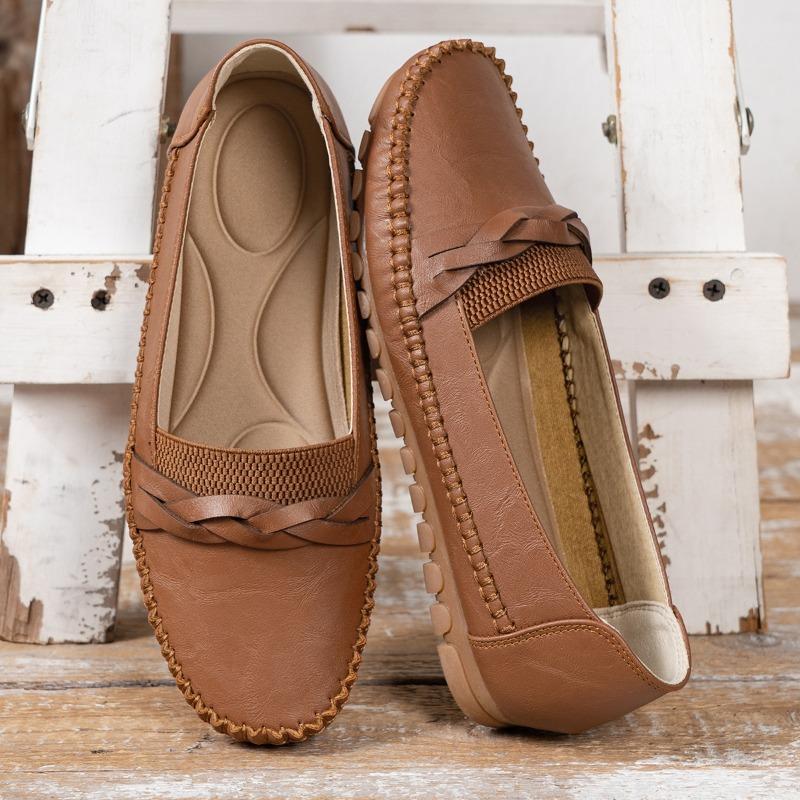 Large Size New Solid Color Bow Braided Flower Decoration for Women's Flat Loafers