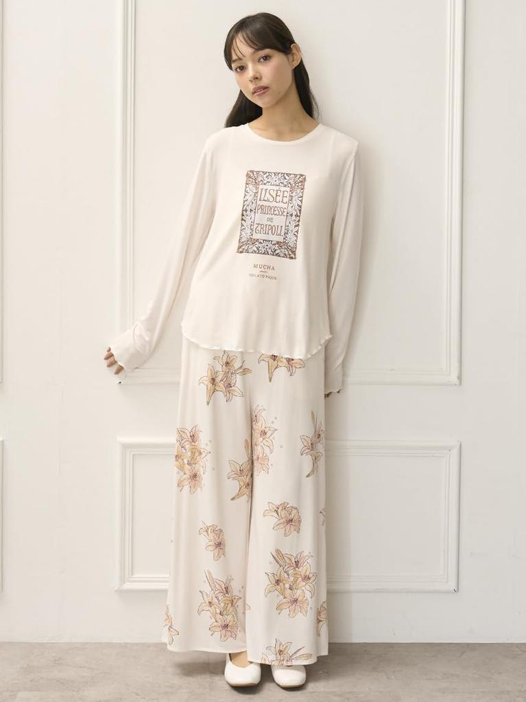 Gelato Pique MUCHA Lilien-Print Lange Hose PWCP254334CORALF