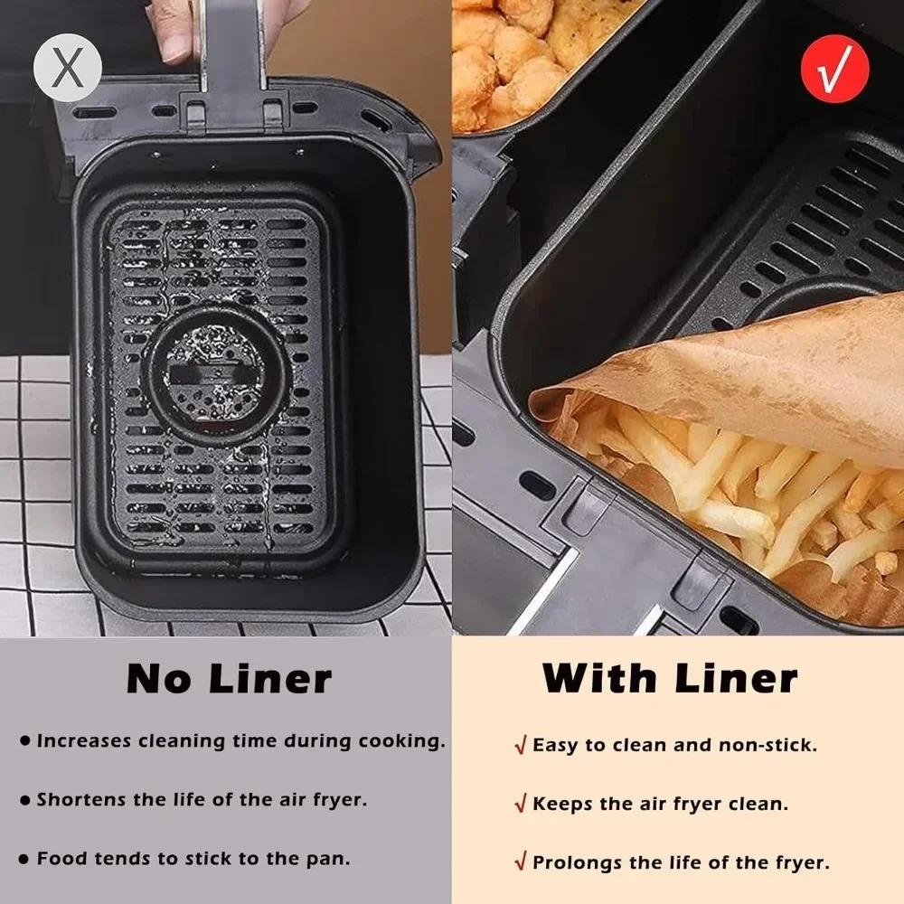 Air Fryer Papper Engångs Kök Bakning Airfryer Mat Oljesäker Non-Stick Mikrovågsugn Grillunderlägg Bakpapper Foder