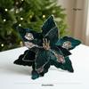 Fleece Fabric Christmas Flowers 25cm Xmas Tree Pendant Gold Glitter Flower  Xmas Holiday Decor