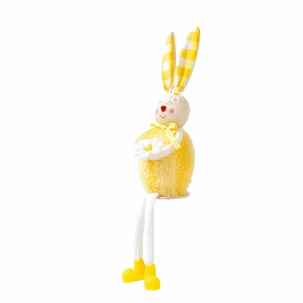 Long Leg Holding Flower Bunny Cartoon Adorable Rabbit Doll Spring Rabbit Decoration  Easter Gift жёлтый
