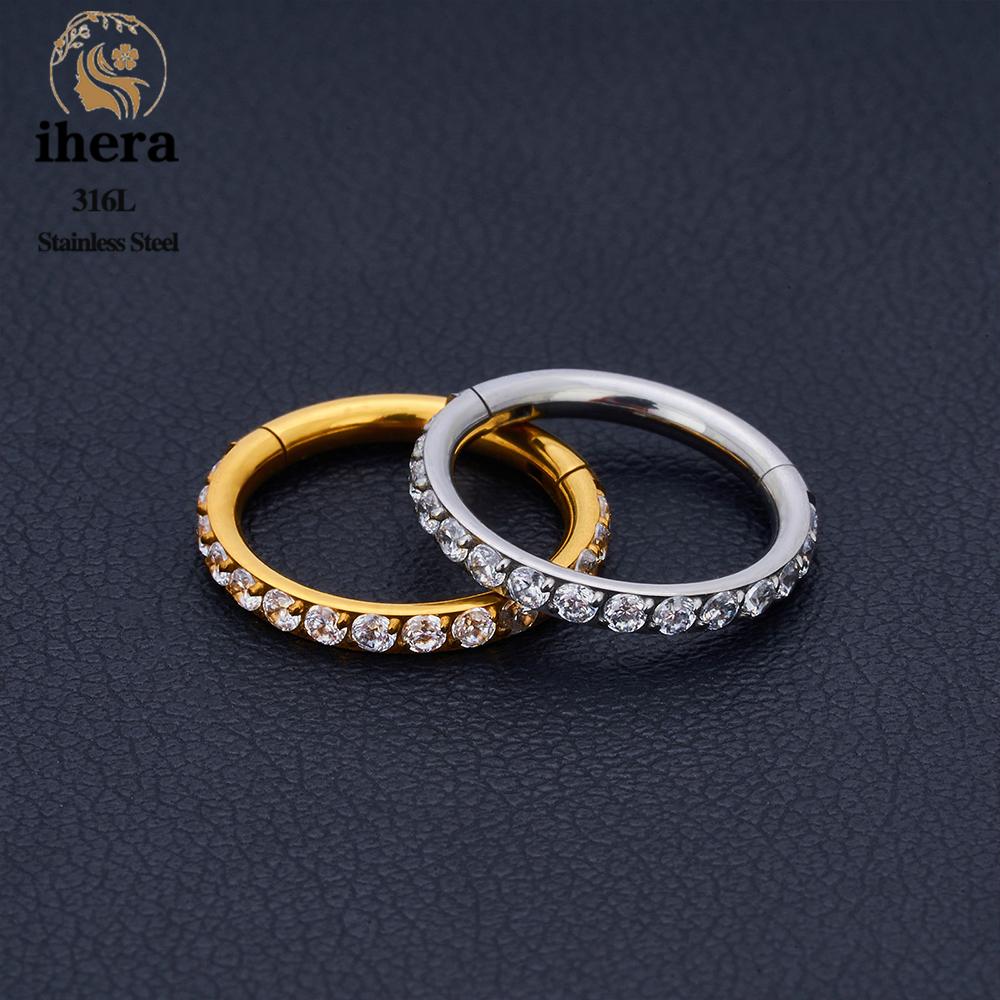 1/10 Stück Edelstahl Rund Nasenring CZ Scharnier Septum Clicker Herz Ohrring Creole Ohr Tragus Knorpel Daith Piercing Schmuck