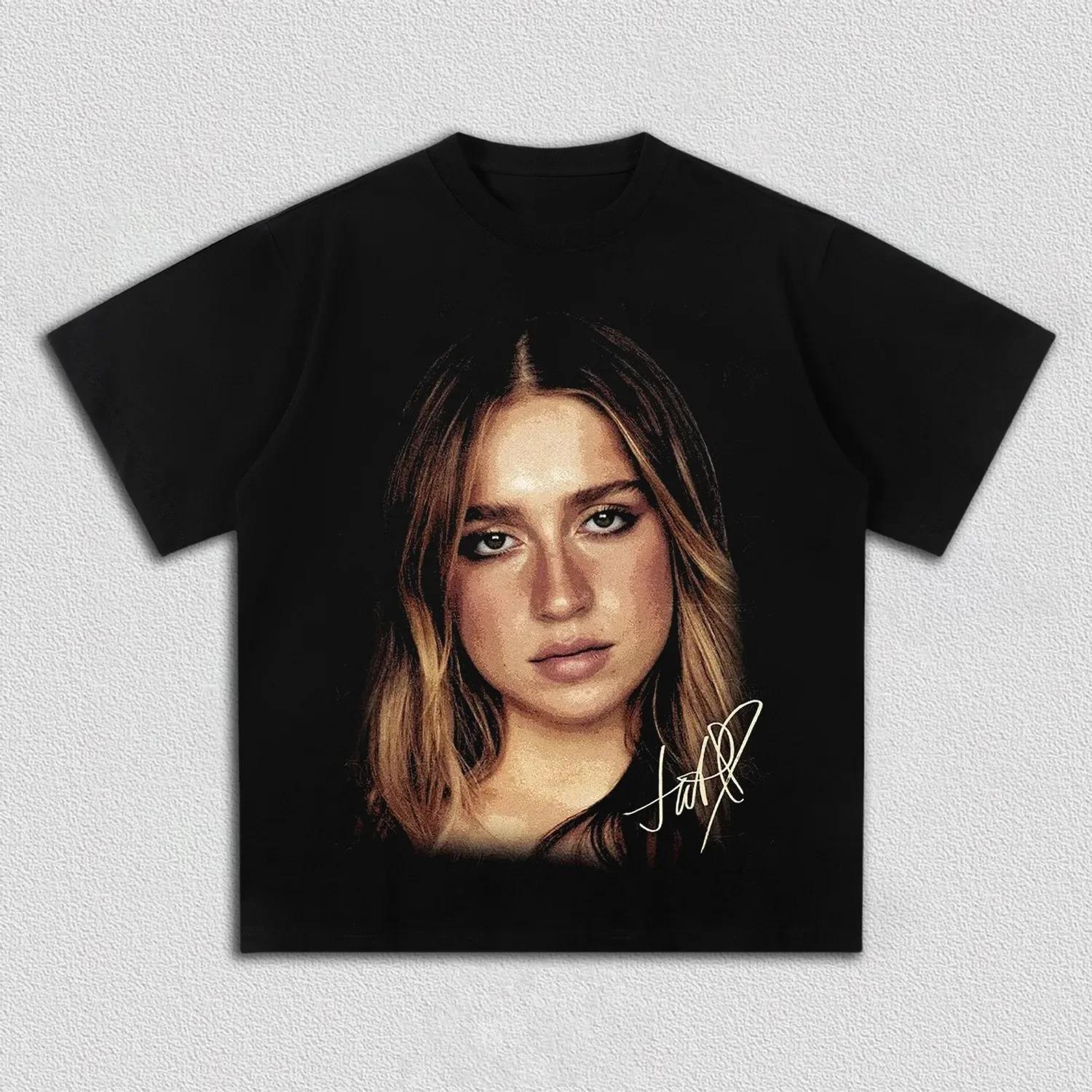 

Tate McRae Canadian Pop Singer Celebrity Portrait Cursive Handwritten Script Vintage Retro 90s Bootleg Style Music Merch Oversized Graphic T-Shirt XXXL