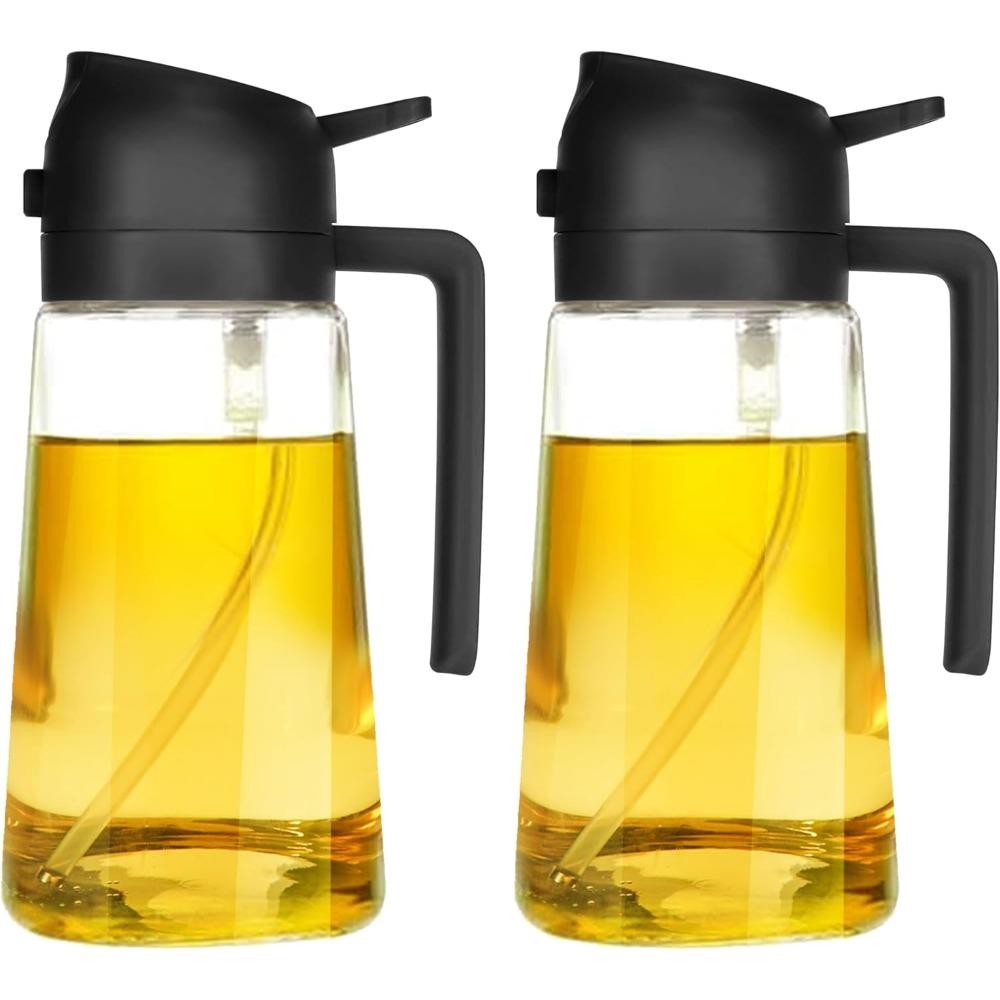 Dispenser Bottle for Kitchen 2 in 1 Olive Oil Dispenser and Oil Sprayer - 470ml Olive Oil Bottle - Oil Sprayer  Cooking Kitchen Salad, Barbecue Black
