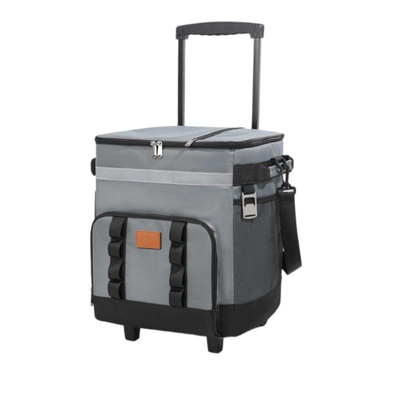 Premiums Oxfords Fabric Insulated Picnics Bag With Retractable Handle Wheel for Beach Camping Outdoor Activity