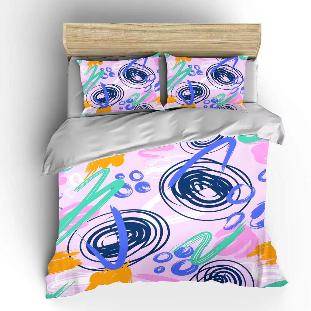 Colorful Doodle Abstract Patterns Print Soft Comfortable Duvet Cover Bedding Set Included 1*Duvet Cover 2*Pillowcases