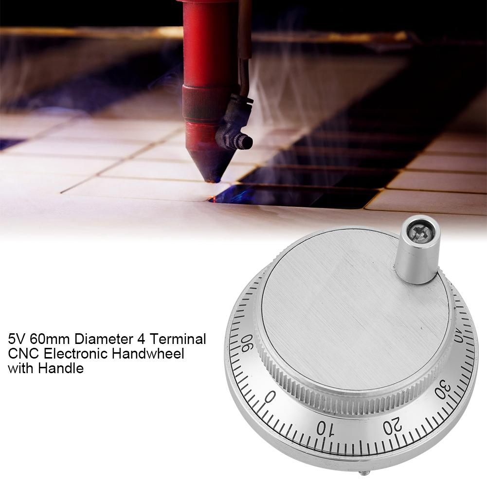 5V 60mm Diameter 4 Terminal Manual Pulse Generator CNC Electronic Handwheel with Handle