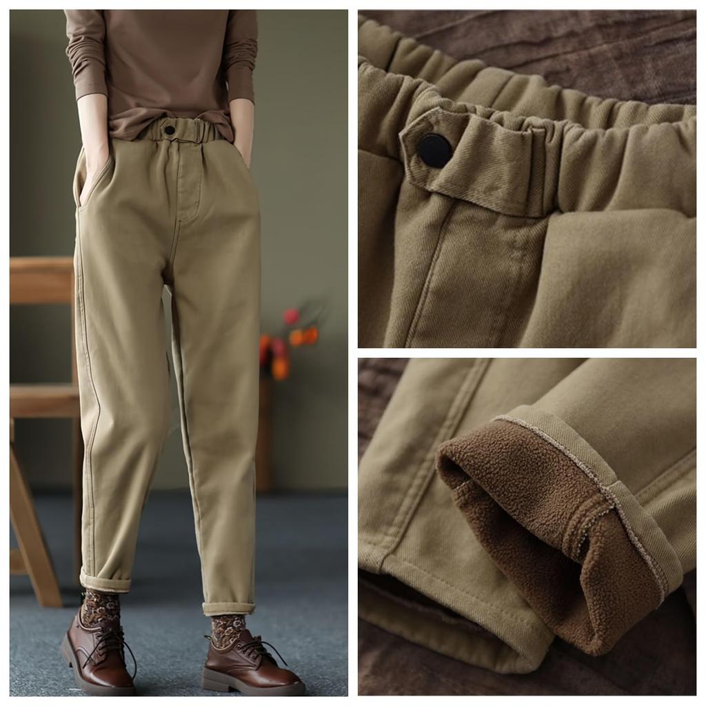 Meritaillor Tapered Comfortable and Plus Sizes Warm Leggings for Fall and Black Warm Pants for Fall and Casual Pants for Perfect for Commuting Women's