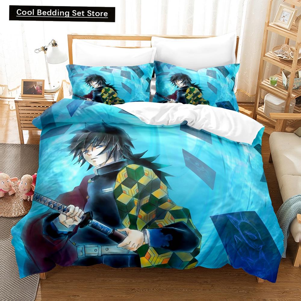 Fashion 3D Print Cartoons Demon Slayer Bedding Sets Duvet Cover Set With Pillowcase Twin Full Queen King Bedclothes Bed Linen