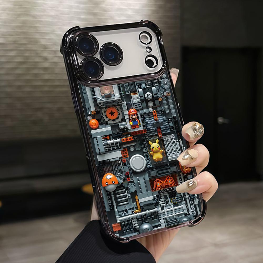 Cool M-Marios Building Block Phone Case for iPhone 17 Air 16 15 14 Plus 13 12 11 Pro Max X Xs XR 8 e Anti-drop Transparent Cover iPhone 16 Pro