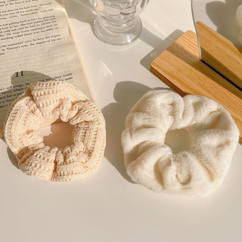 Milk Coffee Plush Hair Ring - Simple Elastic Band for Autumn/Winter