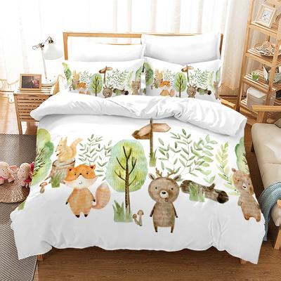 Cute Animals Cartoon Printed Duvet Cover Set with Pillowcases 3d Classic Bedding Set Linen Bedclothes Twin Full Queen King Size