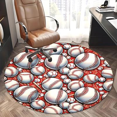 Baseball Office Carpet Chair Mats, Sports Themed Desk Mat for Home Office, Baseball Decor Gift Idea for Men & Women, Sofa Carpet Protector for Living