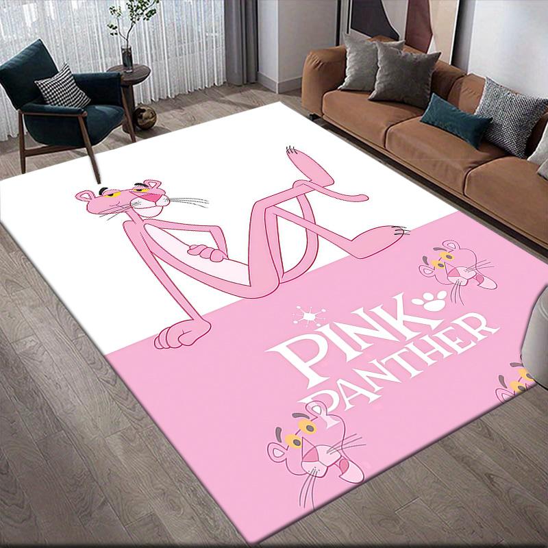 Rosa Panther Flanellmuster Quadratischer Teppich, Läufer, Teppich für Wohnzimmer Schlafzimmer Sofa Spielzimmer Dekor, Rutschfeste Fußmatte