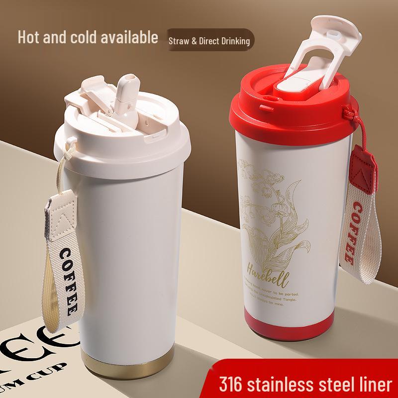 Lily High-Value Thermos Mug with Straw for Students - Large Capacity for Coffee & Water