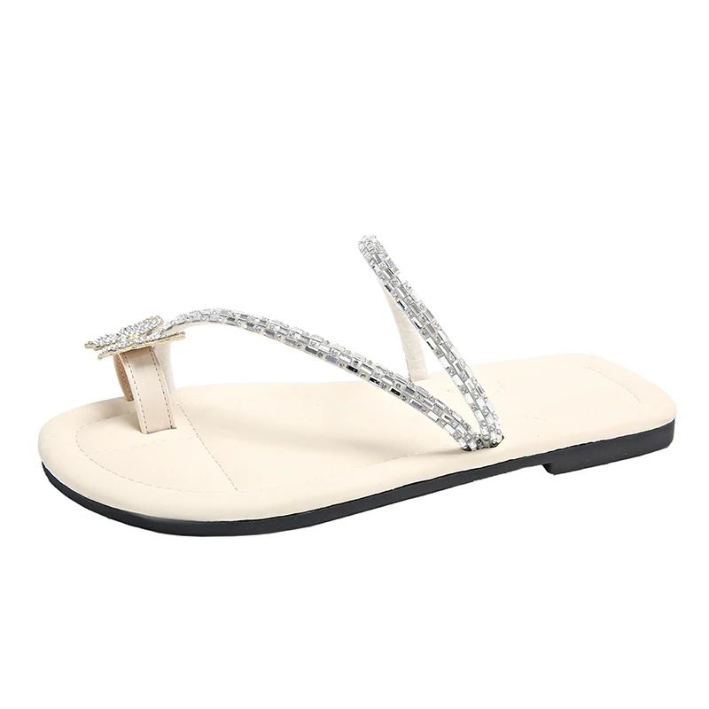 

Модная женская обувь. Летние высококачественные женские тапочки. Модные однотонные универсальные простые женские туфли на плоской подошве. 35 бежевый